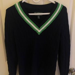 Ralph Lauren Navy and Green Stripe Rugby Sweater